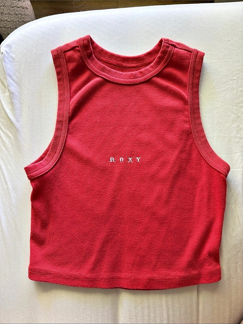 Roxy Ribbed Crop Tank Top Red